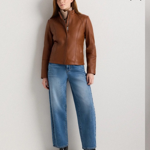 Quince Leather Jacket in Dark Cognac Brown - Picture 2 of 10